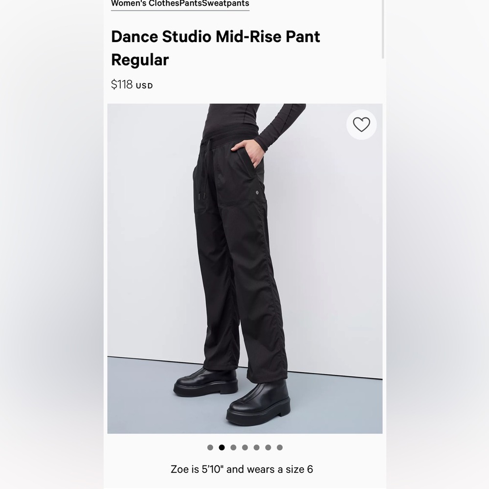 LULULEMON DANCE STUDIO PANT size 6 BLACK